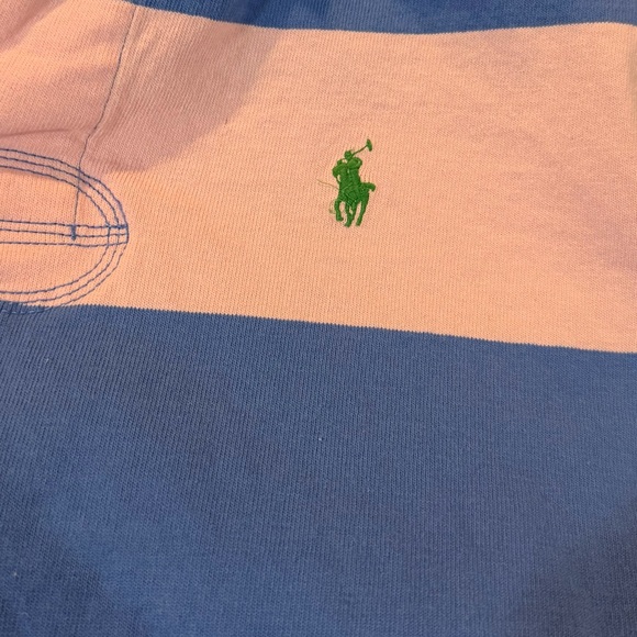 Polo Ralph Lauren Men Long Sleeve Rugby Shirt Garden Pink/New England Blue  XL - Picture 14 of 16